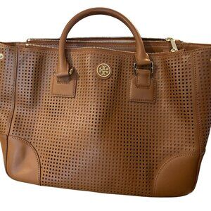 Tory Burch Perforated Robinson Leather Tote Bag in Terracota